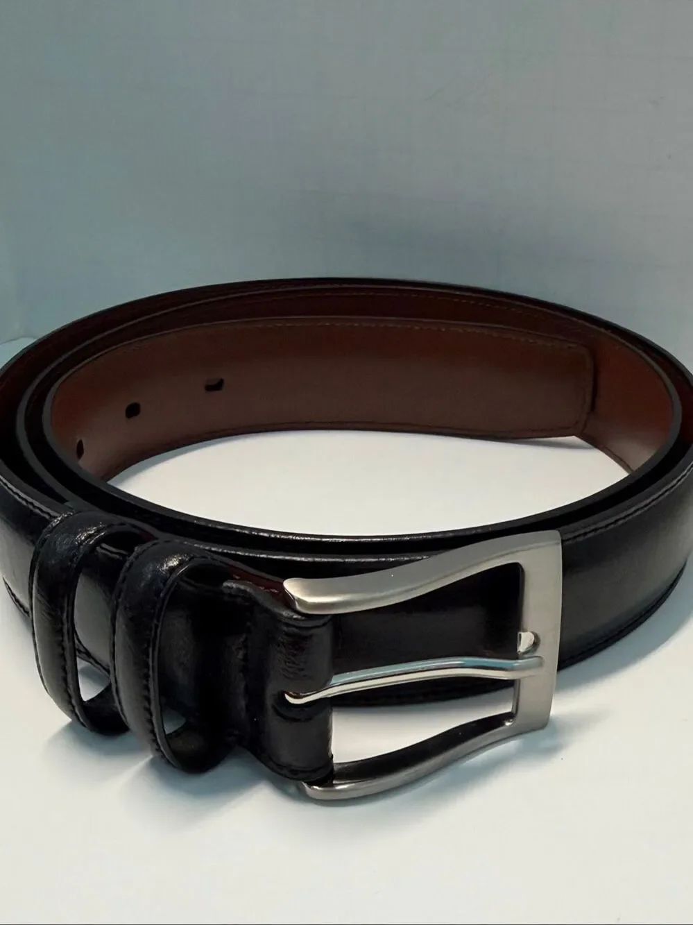 Perry Ellis Black Leather Belt Mens Size 46